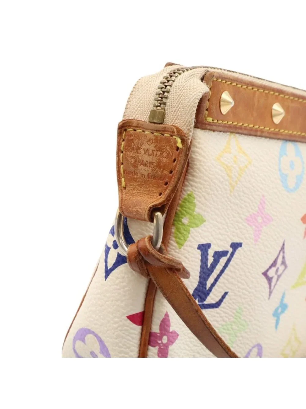 Louis Vuitton Monogram Multicolor Pochette Soir Pouch Party Blanc White